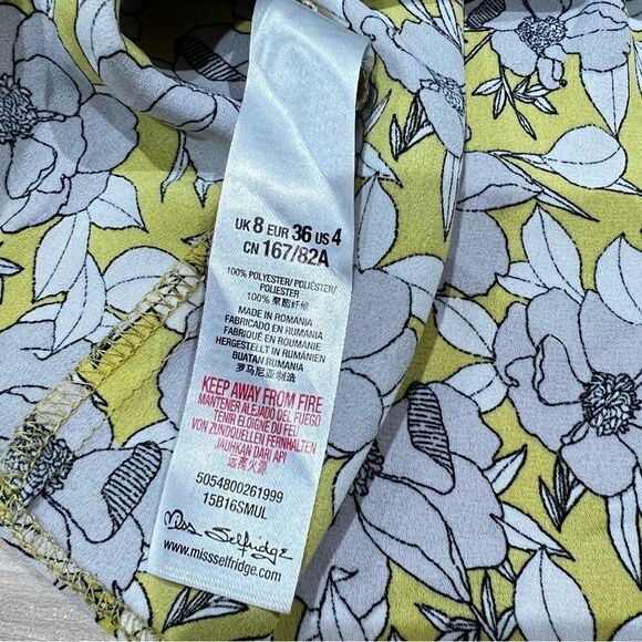 Miss Selfridge Floral Yellow and Grey Off the Shoulder Top Women’s 4 - Picture 4 of 4